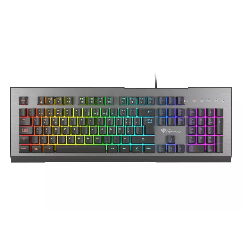 GENESIS Rhod 500 RGB klaviatūra Spēlēm USB QWERTY Portugāļu Melns, Sudrabs