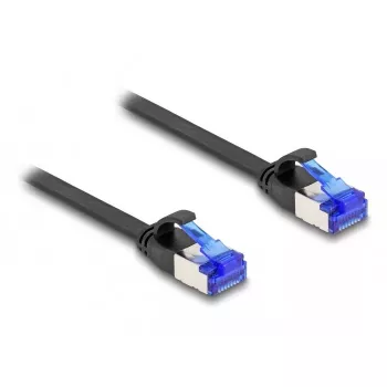 Tīkla kabelis DeLOCK RJ45 plakans komutācijas kabelis spraudnis–spraudnis Cat.6A 0,5 m melns