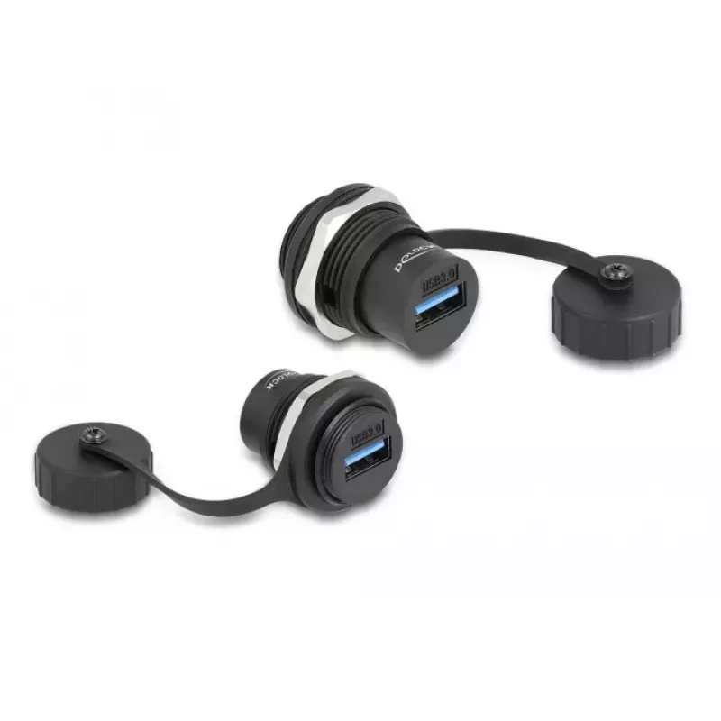 DeLOCK USB 3.2 Gen 1 Type-A iebūvējamais savienotājs IP67 ūdensdrošs melns 86961