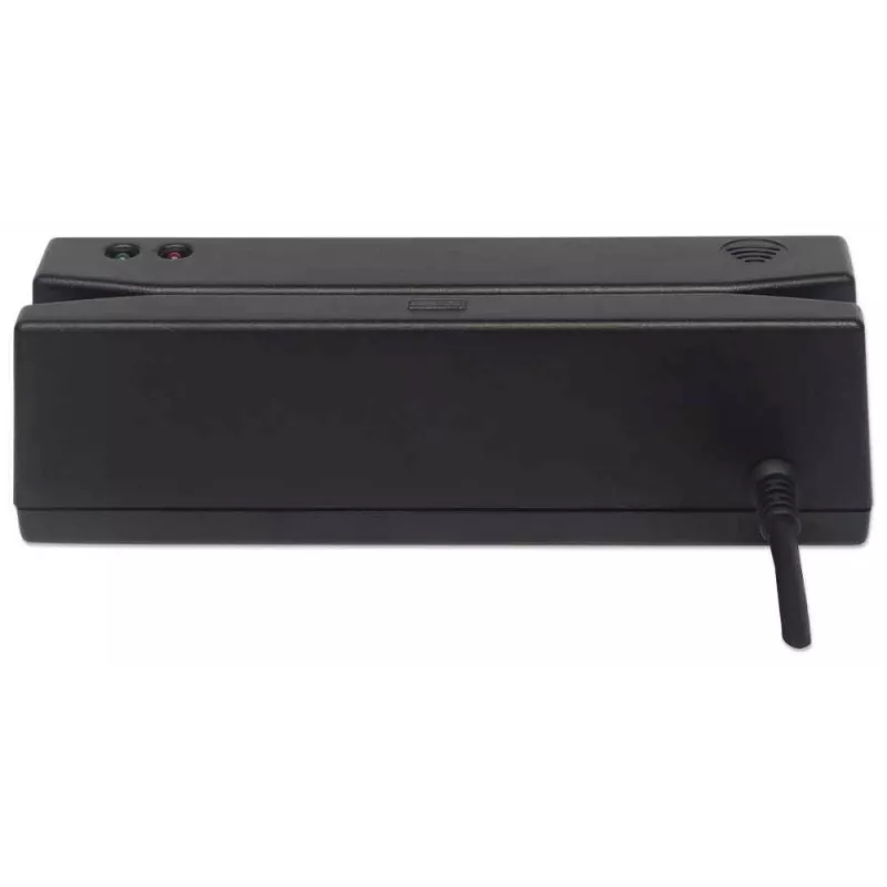 Manhattan USB-A magnētiskās joslas karšu lasītājs, trīsceļu lasītājs, tastatūras ķīļa dekodētājs, kabelis 1,5 m, melns, trīs gadu garantija