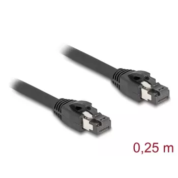 DeLOCK RJ45 tīkla kabelis Cat.8.1 S/FTP 25 cm 40 Gbps melns