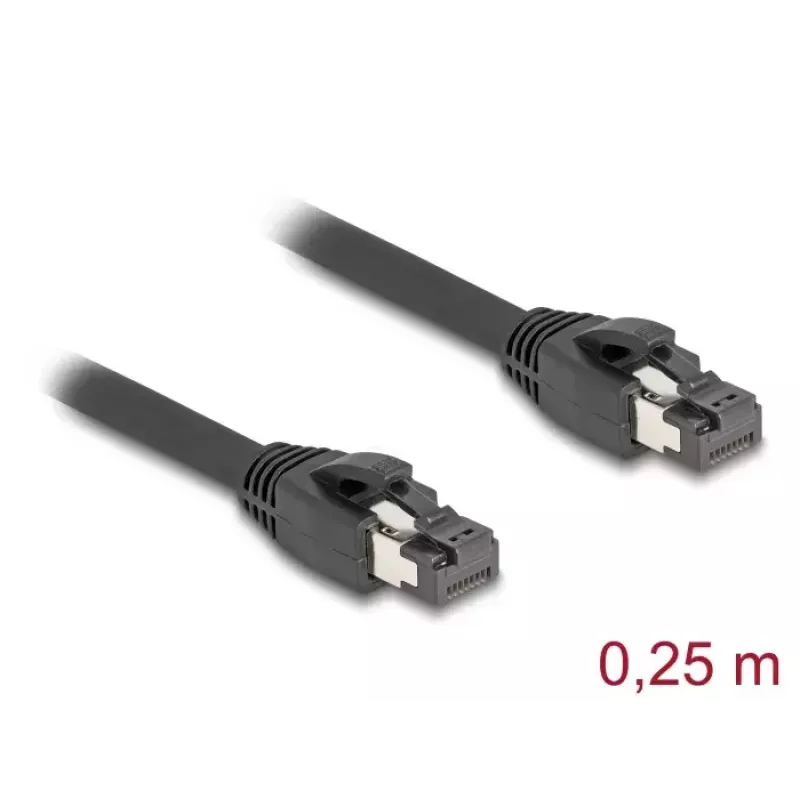 DeLOCK RJ45 tīkla kabelis Cat.8.1 S/FTP 25 cm 40 Gbps melns