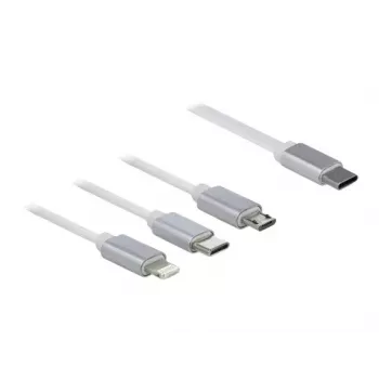 DeLOCK USB Type-C 3 in 1 ievelkams uzlādes kabelis Lightning Micro USB USB Type-C 0.98m