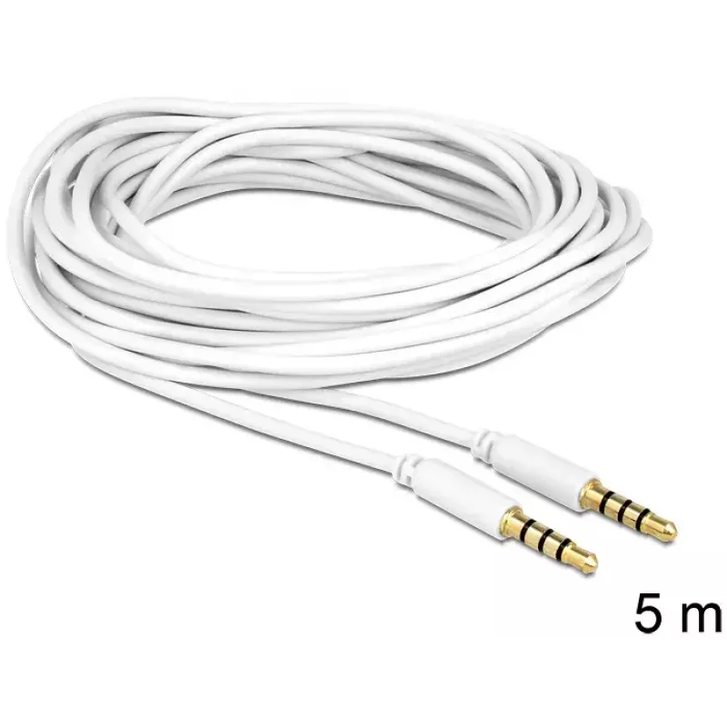 Audio kabelis 3,5 mm vīrišķais–vīrišķais DeLOCK 83443 5 m balts
