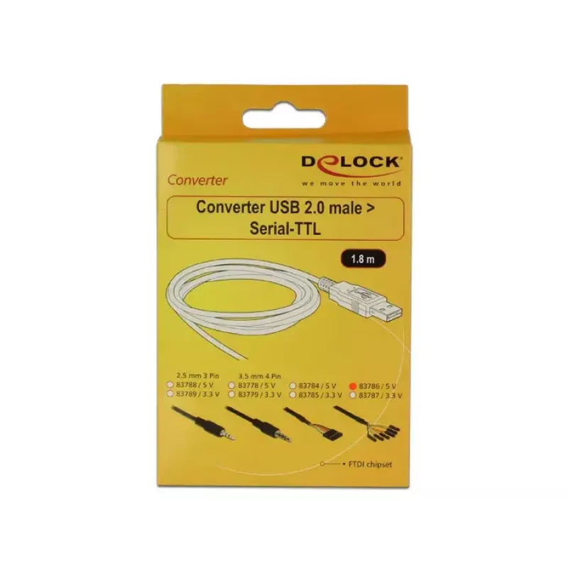 USB kabelis DeLOCK 1,8 m USB2.0-A/TTL 6-pinu melns