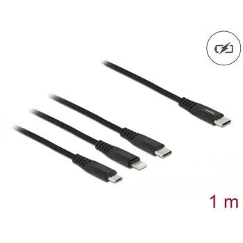 USB uzlādes kabelis DeLOCK 87149 3-in-1 USB Type-C uz Lightning Micro USB 1m