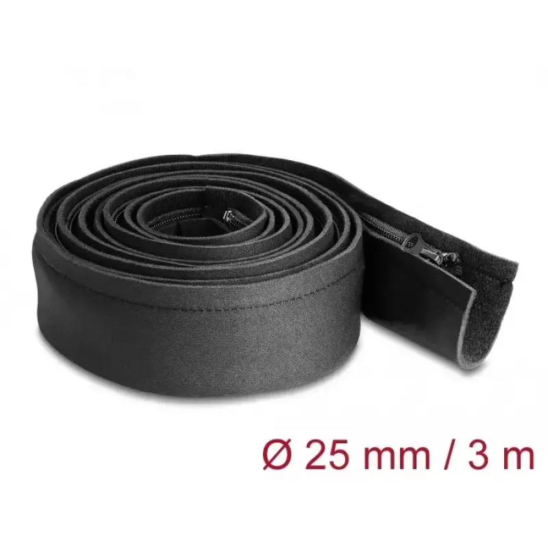 DeLOCK Kabeļu uzmava neoprēna elastīga ar rāvējslēdzēju 3 m x 100 mm melna