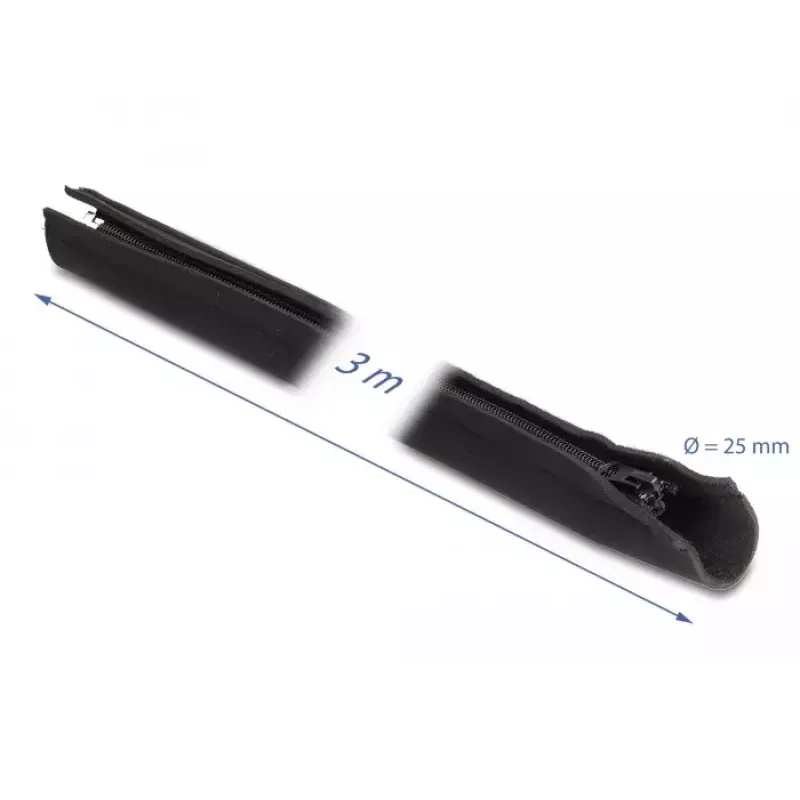 DeLOCK Kabeļu uzmava neoprēna elastīga ar rāvējslēdzēju 3 m x 100 mm melna