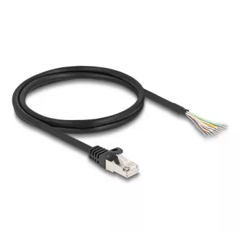 DeLOCK kabelis RJ50 vīrišķais uz atvērtiem vadu galiem S/FTP 1 m melns