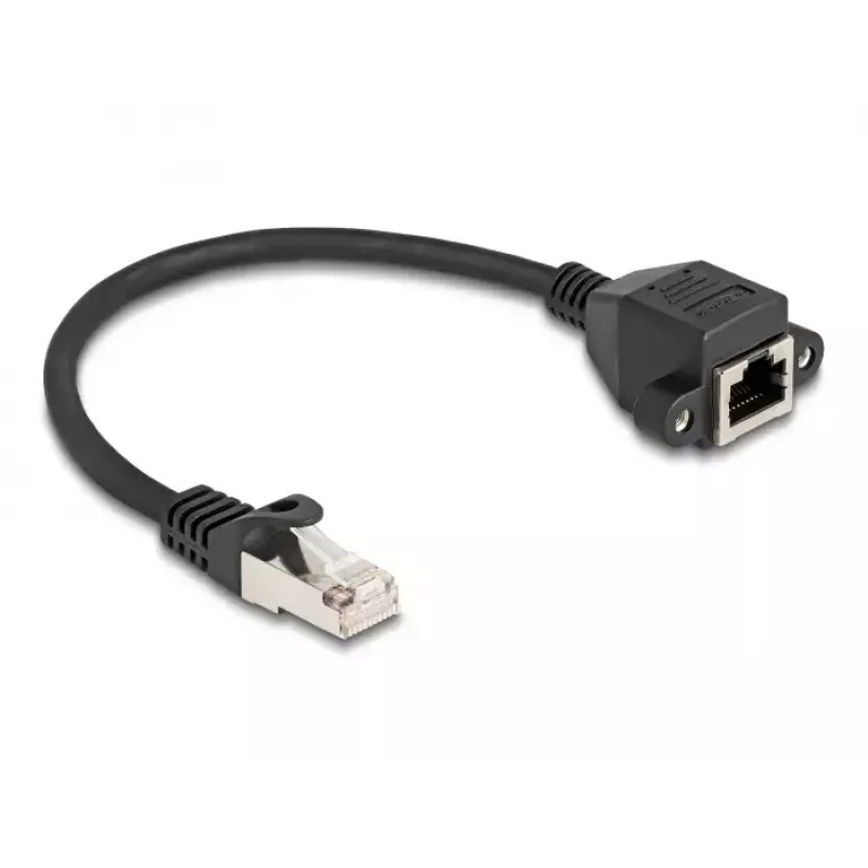 DeLOCK RJ50 pagarinātāja kabelis vīrišķais uz sievišķo S/FTP 0,25 m melns
