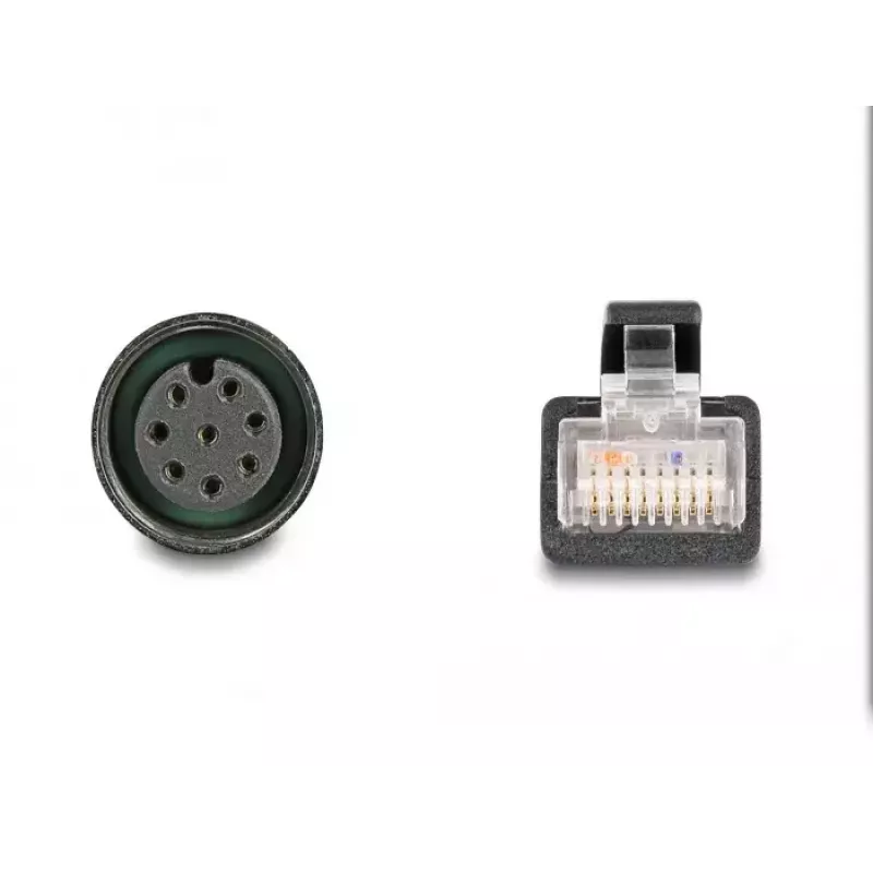 DeLOCK M12 adaptera kabelis ar A-kodētu 8 kontaktu ligzdu uz RJ45 spraudni, 50 cm