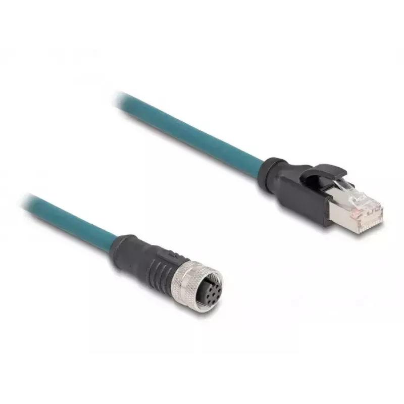 DeLOCK M12 adaptera kabelis ar A-kodētu 8 kontaktu ligzdu uz RJ45 spraudni, 50 cm