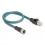 DeLOCK M12 adaptera kabelis ar A-kodētu 8 kontaktu ligzdu uz RJ45 spraudni, 50 cm