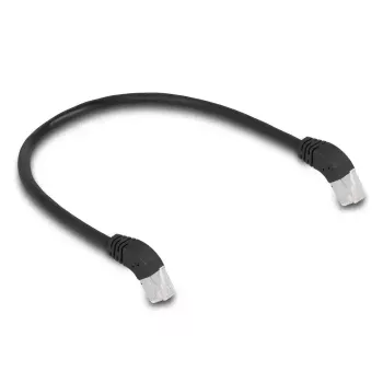 Tīkla kabelis DeLOCK RJ45 Cat.6A S/FTP 45° lejupvērsts lenķveida 0,5 m melns