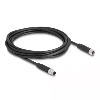 DeLOCK M8 3 kontaktu kabelis, A-kodēts, vīrišķais uz sievišķo, PUR TPU, 3 m