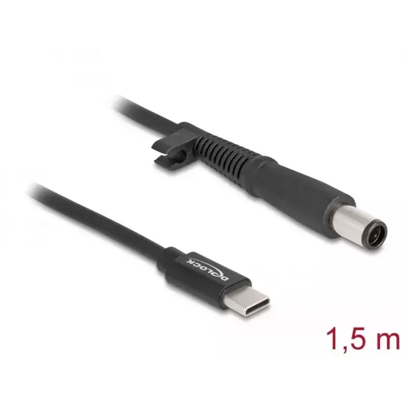 DeLOCK klēpjdatora uzlādes kabelis USB Type-C vīr. uz HP 7,4 x 5,0 mm vīr. 1,5 m 20 V