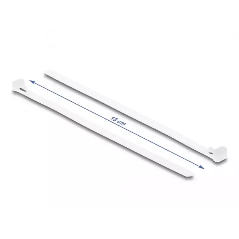 Āķa un cilpas kabeļu saite DeLOCK 18643 L 150 x P 7,2 mm 100 gab. balta