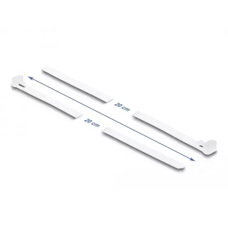 Āķa un cilpas kabeļsaites DeLOCK 18644 atkārtoti lietojamas G 200 x P 7,2 mm 100 gab. balta