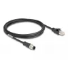 Tīkla kabelis DeLOCK M12 kabelis A-kodēts 8 kontaktu vīrišķais uz RJ45 vīrišķais Cat5e 2 m Melns