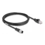 Tīkla kabelis DeLOCK M12 kabelis A-kodēts 8 kontaktu vīrišķais uz RJ45 vīrišķais Cat5e 2 m Melns
