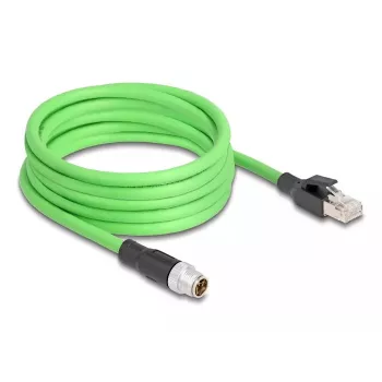 DeLOCK M12 kabelis X-kodēts 8 kontaktu tēviņš uz RJ45 tēviņu PUR (TPU) 5 m