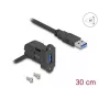DeLOCK USB 5 Gbps Type-A paneļa stiprinājuma ligzda 45° leņķī uz Type-A spraudni ar 30 cm kabeli, melns