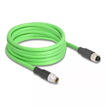 Tīkla kabelis DeLOCK M12 vads ar X-kodējumu, 8 kontaktu, vīrišķais pret sievišķo, PUR (TPU), 2 m