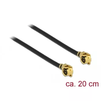 DeLOCK 89608 koaksiālais kabelis 0.2m MHF (I-PEX) melns zelts