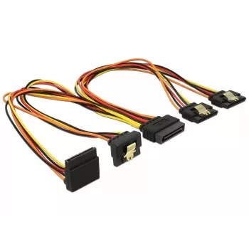 SATA kabelis DeLOCK 60148 0.3 m SATA 15-pin 4 x SATA 15-pin Bēšs Oranžs Sarkans Dzeltens