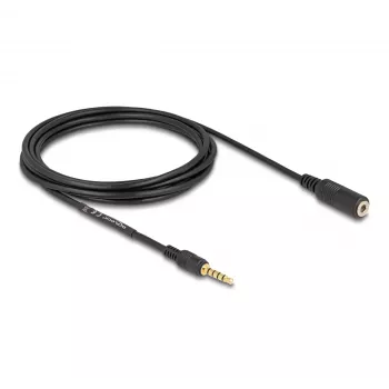 Audio kabelis DeLOCK 85733 3m 3.5mm vīriešais - sievišķais melns ar zelta pārklājumu