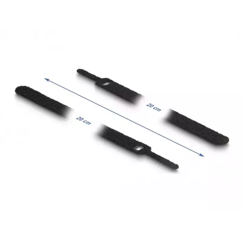 Āķa un cilpas kabeļu saite DeLOCK 19011 200x12mm melna 10 gab.