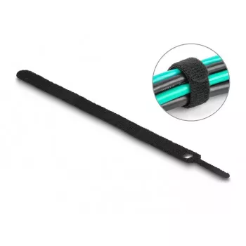 Āķa un cilpas kabeļu saite DeLOCK 19011 200x12mm melna 10 gab.