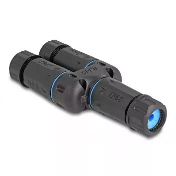 DeLOCK kabeļa savienotājs RJ45 ligzda uz 2 x RJ45 ligzda Cat.6A ūdensizturīgs