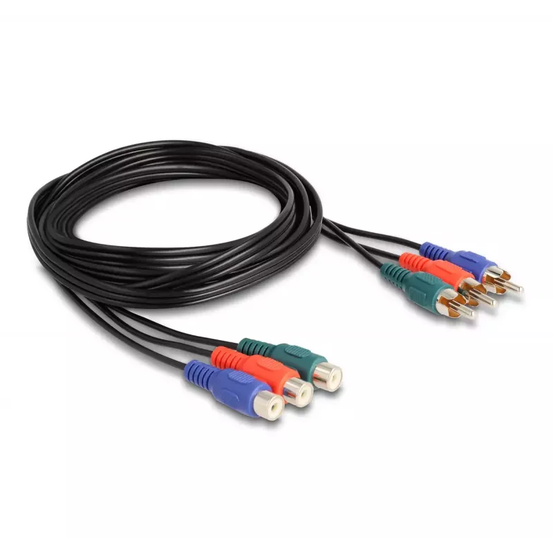 DeLOCK RCA RGB pagarinātāja kabelis 3 x vīrišķais uz 3 x sievišķo 1 m