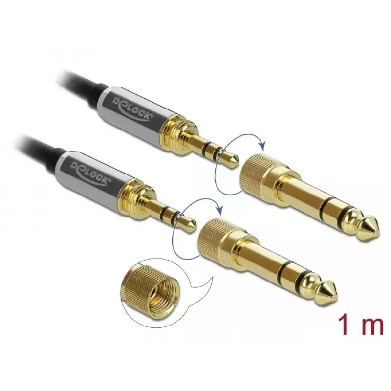 Audio kabelis DeLOCK 85785 1m 3.5mm Melns Pelēks