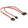 SATA kabelis DeLOCK 0,3m SATAIII 7p + 4p/plāns SATAIII 13p