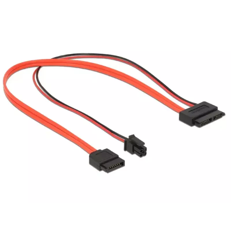 SATA kabelis DeLOCK 0,3m SATAIII 7p + 4p/plāns SATAIII 13p