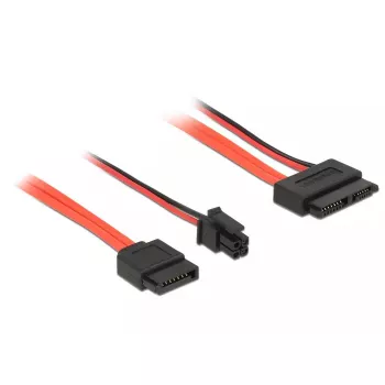 SATA kabelis DeLOCK 0,3m SATAIII 7p + 4p/plāns SATAIII 13p