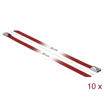 Kabeļu saite DeLOCK 18784 tērauda sarkana 500mm 10 pcs