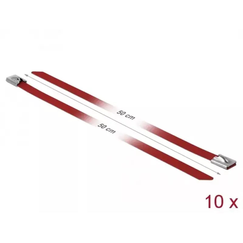 Kabeļu saite DeLOCK 18784 tērauda sarkana 500mm 10 pcs