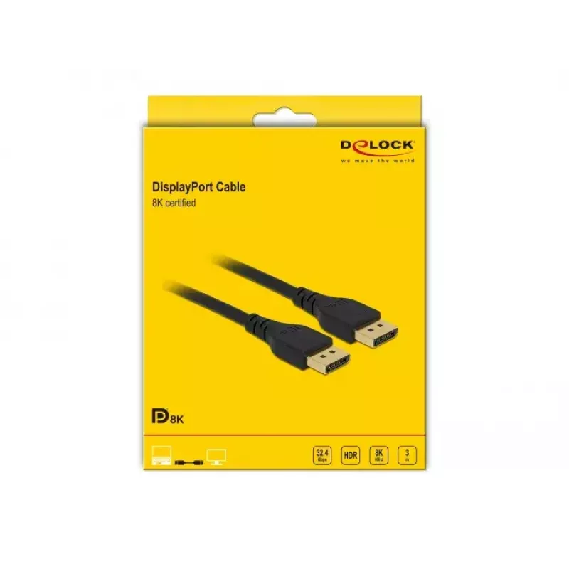 DisplayPort kabelis DeLOCK 85911 8K 60 Hz 3 m