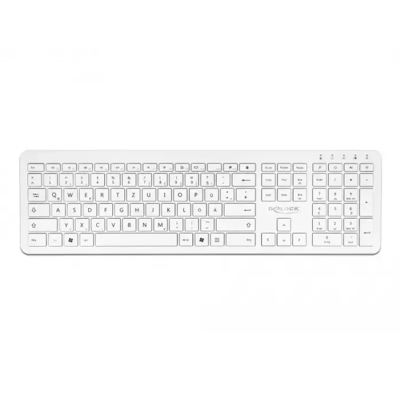 Tastatūra DeLOCK 12014 RF bezvadu QWERTZ vācu balta