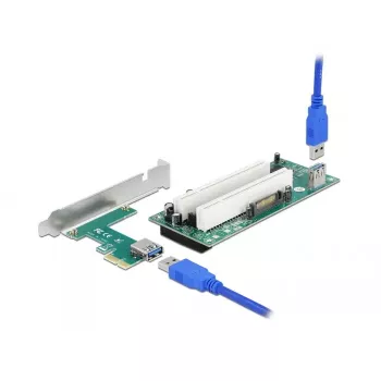 DeLOCK paplašinājuma karte PCI Express x1 uz 2 x PCI 32 bitu slots, 60 cm kabelis