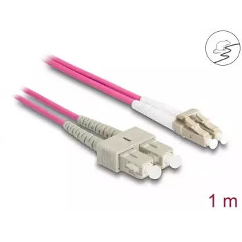 DeLOCK optiskās šķiedras kabelis LC Duplex uz SC Duplex OM4 1 m