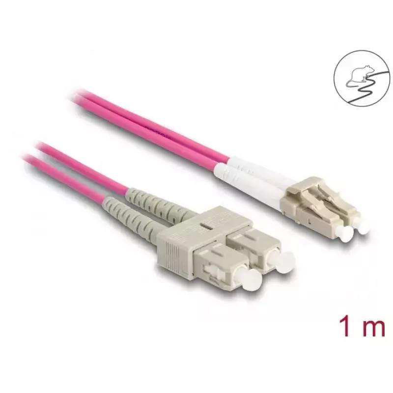 DeLOCK optiskās šķiedras kabelis LC Duplex uz SC Duplex OM4 1 m