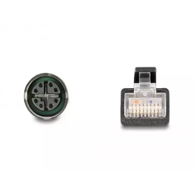 DeLOCK M12 adaptera kabelis X-kodēts 8 kontaktu sievišķais uz RJ45 vīrišķais 50 cm
