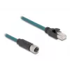 DeLOCK M12 adaptera kabelis X-kodēts 8 kontaktu sievišķais uz RJ45 vīrišķais 50 cm