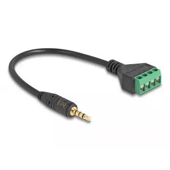 Audio kabelis DeLOCK 66268 0,2 m 3,5 mm sievišķais spaile vīrišķais Melns Zaļš