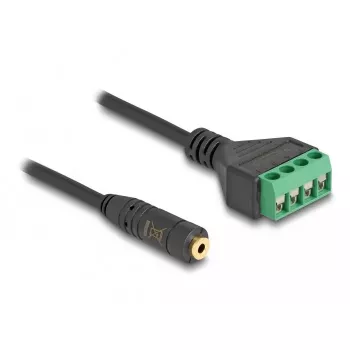 Audio kabelis DeLOCK 66268 0,2 m 3,5 mm sievišķais spaile vīrišķais Melns Zaļš