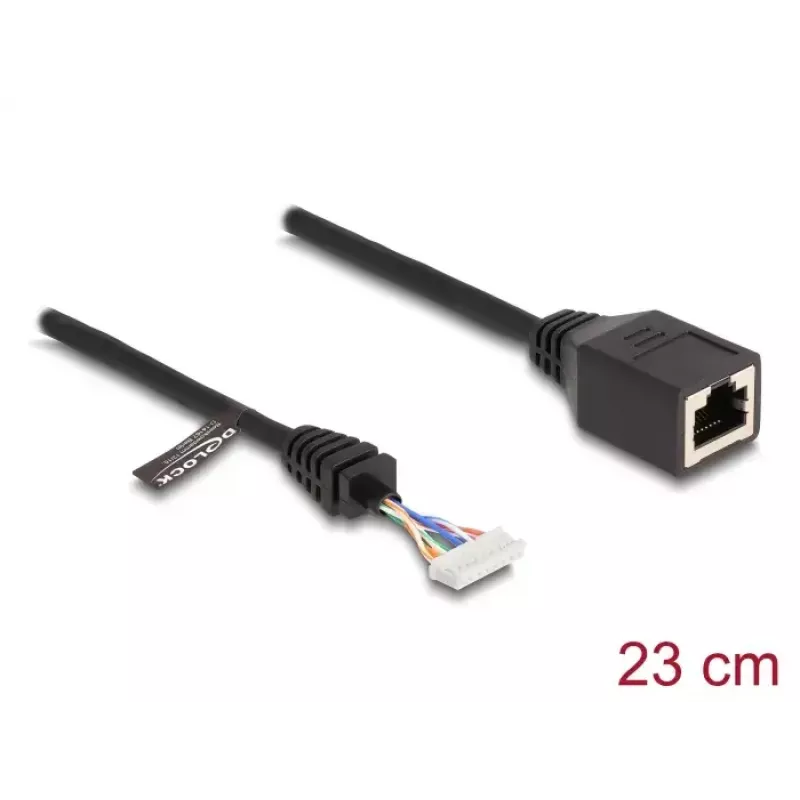 Tīkla kabelis DeLOCK 88006 RJ45 ligzda uz kontaktu rinda, sieviešu Cat5e 0,23m melns